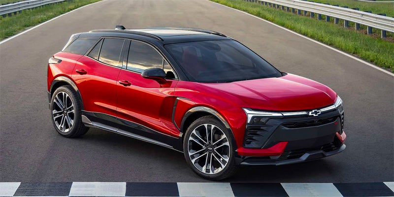 2024 Red Chevy Blazer EV on Finish Line